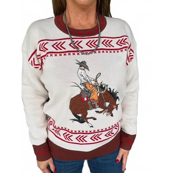 STERLING KREEK Sweaters - NEW STERLING KREEK the bronc sweater in white